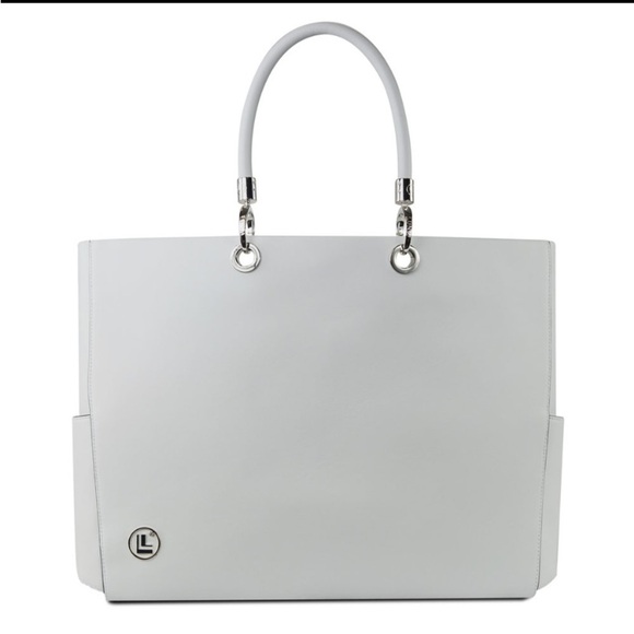 Luna by LaVoie Alex Bianco White Leather Tote Handbag - Picture 1 of 13